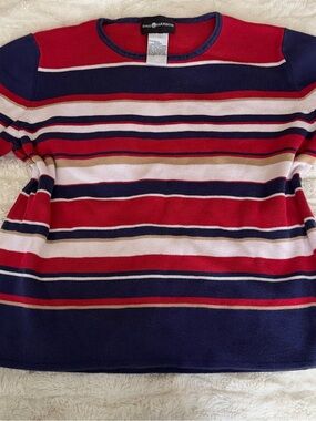 Sag Harbor Striped Knit Top in Red, Navy & White